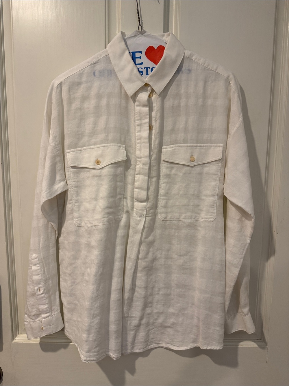Burberry White Button-Down Shirt with Chest Flap Pockets
